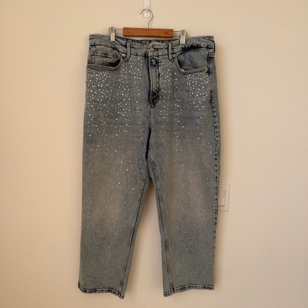 Good American Crystal Stars Good 90’s Crop Straight Leg Jeans - Picture 4 of 6